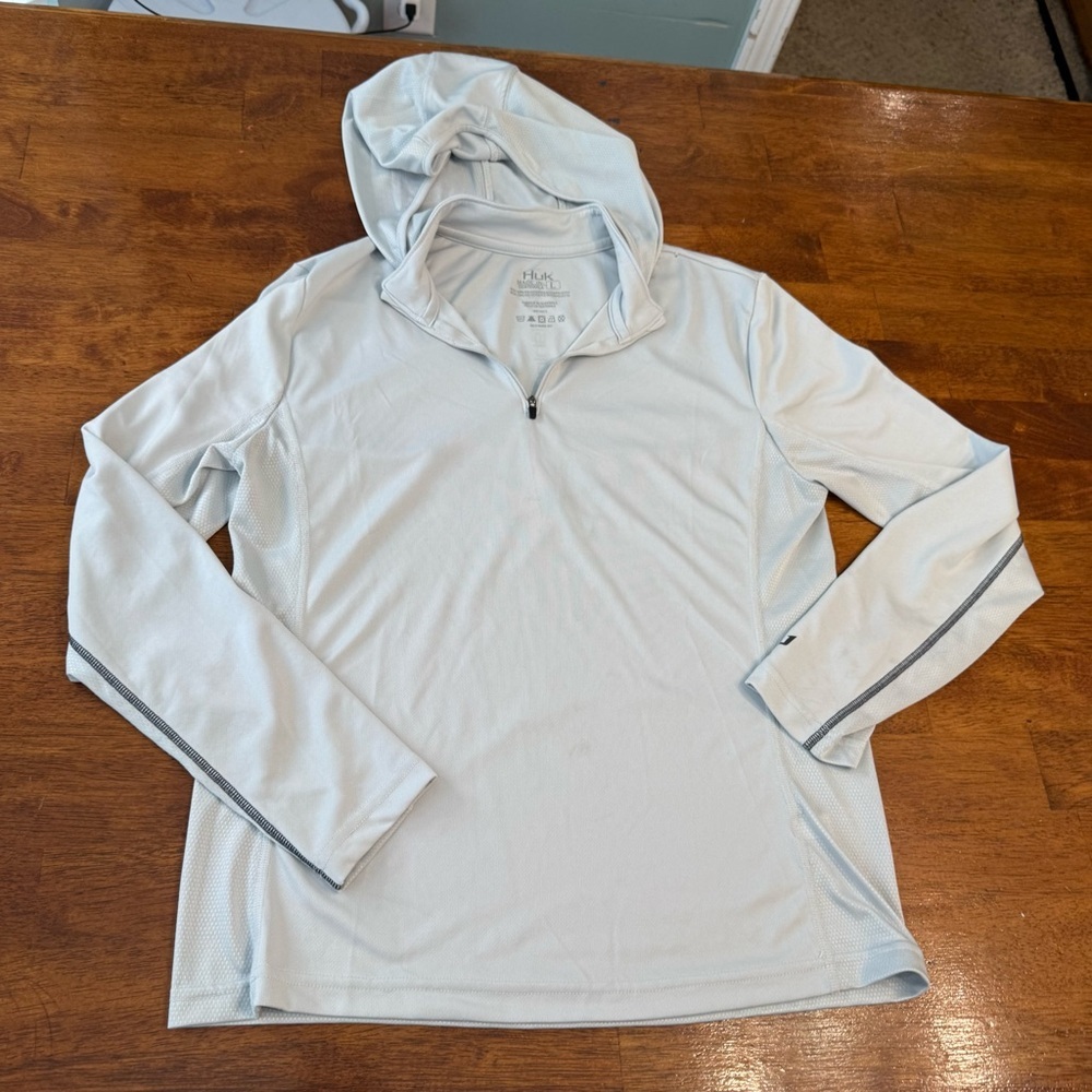 Huk performance fishing hoodie Atoll LS Half Zip Hoodie size large UPF 50+